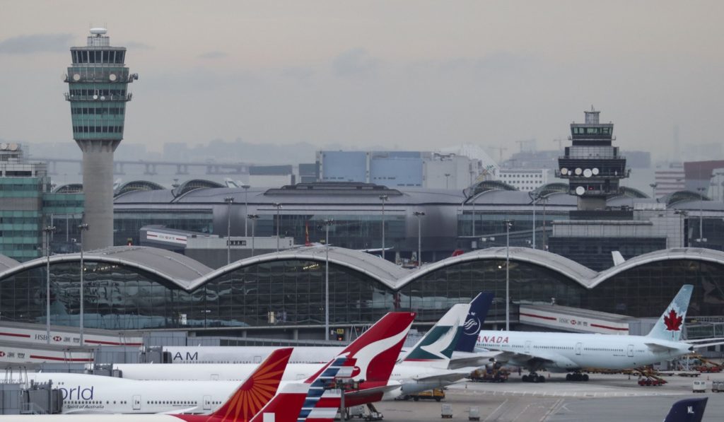 Grounded aircrafts in hong kong airport